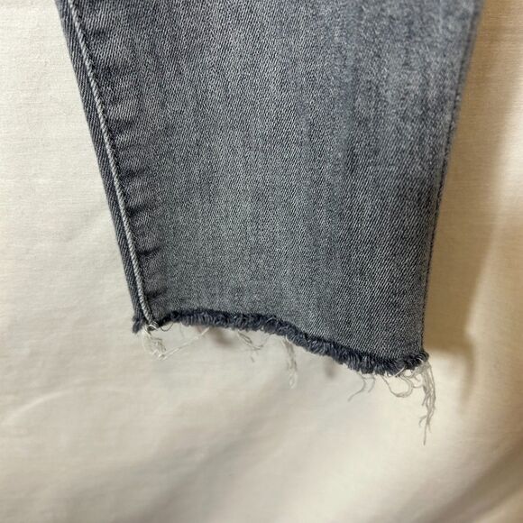 Mother The Looker Gray Medium Wash High Rise Distressed Fray Ankle Jeans Size 27 - Picture 5 of 16